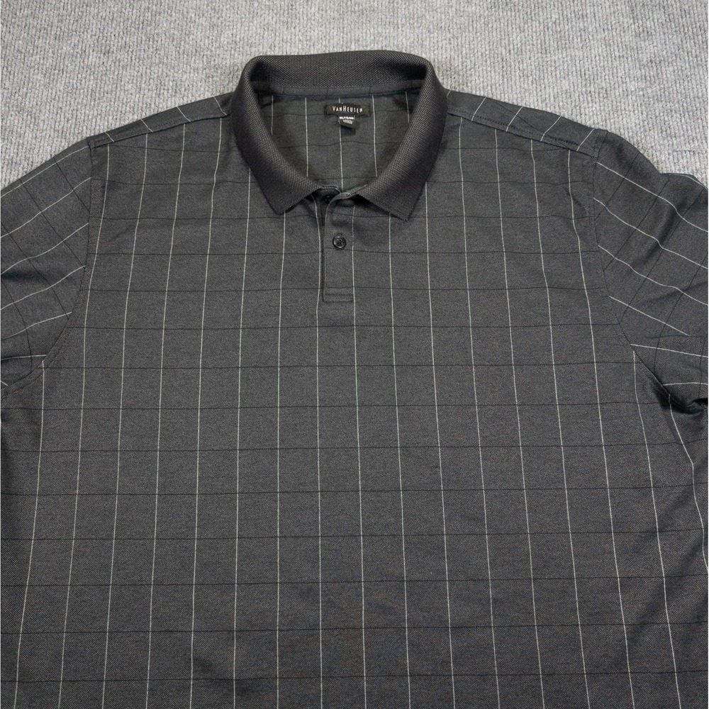 Van Heusen Polo Shirt Men XXL Gray Window Pane Classic Business Casual Golfwear - Picture 8 of 15